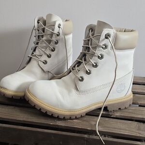 Timberland White Leather Boots
